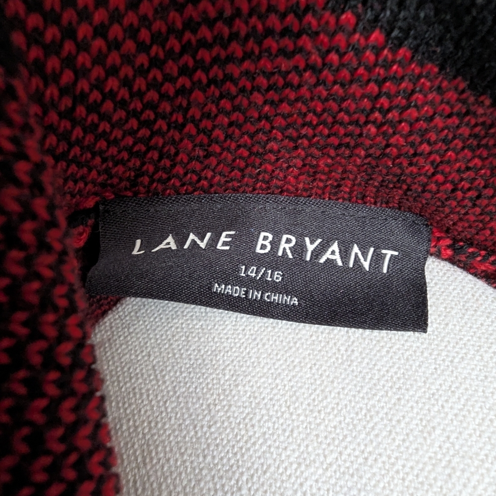 Lane Bryant Red and Black Checkered Cardigan - Picture 4 of 4